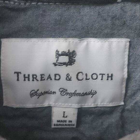 Thread & Cloth Gray Plaid Long Sleeve Button Down L Western Cabincore Fisherman - Picture 10 of 10